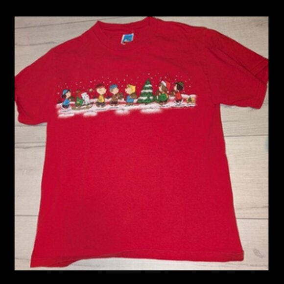 Vintage Peanuts Characters Christmas Shirt Adult Sz S Cartoon Graphic T-Shirt - Picture 1 of 4
